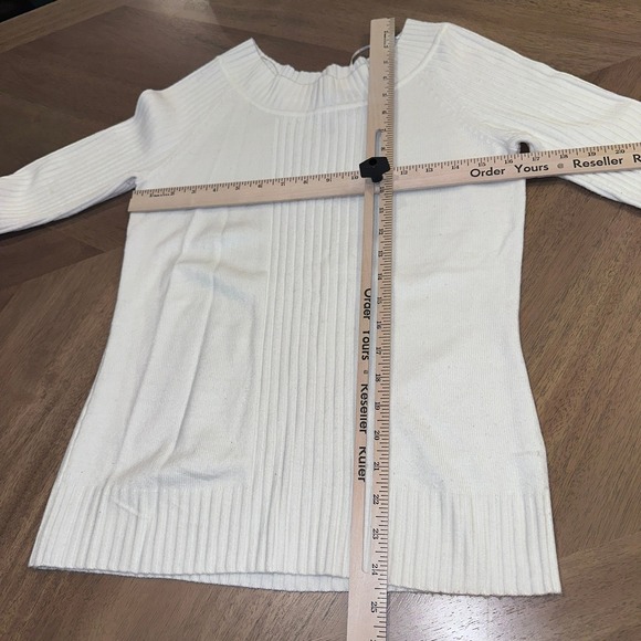 Takeout Boat Neck Womens Ribbed Knit Sweater White Long Sleeve Size Large - Picture 4 of 8